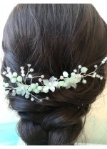 Луксозно гребенче- украса за коса с кристали цвят Мента от серията Magic Begonia by Rosie